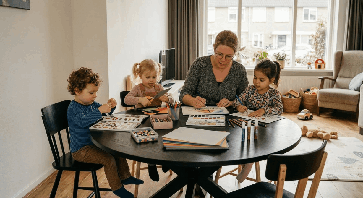 Afbeelding - Gezellig knutselen aan tafel
