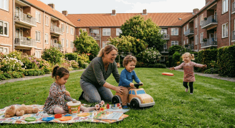 Afbeelding - Buitenspelen op het veldje 